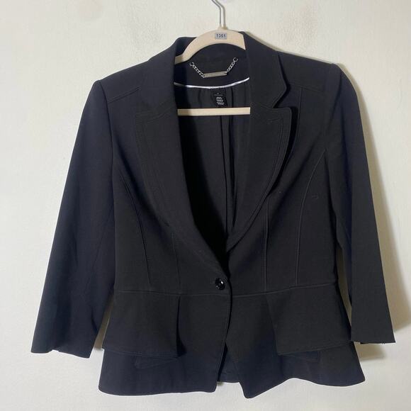 Black Structured Blazer White Black Sz 4 - Picture 1 of 3